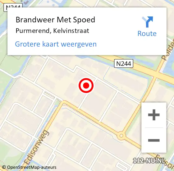 Locatie op kaart van de 112 melding: Brandweer Met Spoed Naar Purmerend, Kelvinstraat op 23 juni 2023 03:38