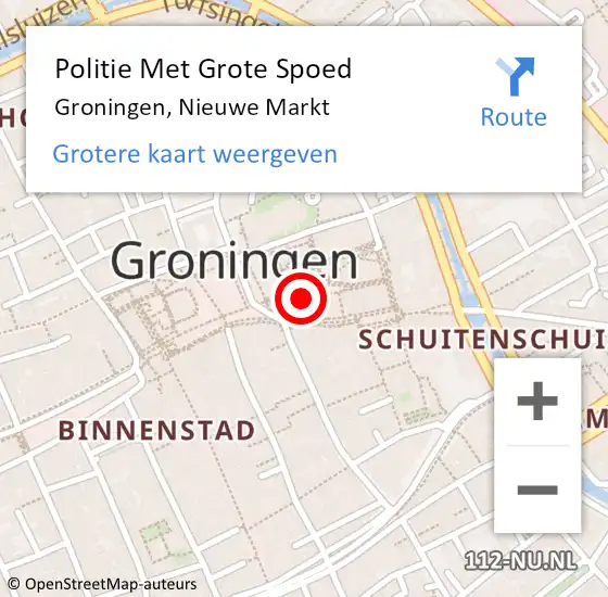 Locatie op kaart van de 112 melding: Politie Met Grote Spoed Naar Groningen, Nieuwe Markt op 23 juni 2023 03:46