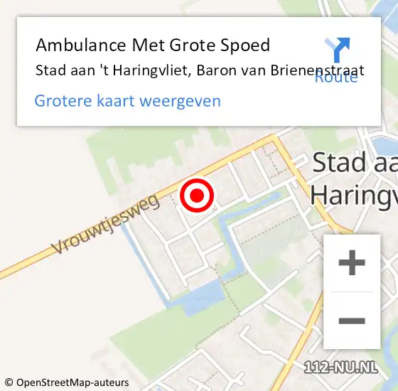 Locatie op kaart van de 112 melding: Ambulance Met Grote Spoed Naar Stad aan 't Haringvliet, Baron van Brienenstraat op 23 juni 2023 05:45