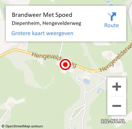 Locatie op kaart van de 112 melding: Brandweer Met Spoed Naar Diepenheim, Hengevelderweg op 23 juni 2023 05:45