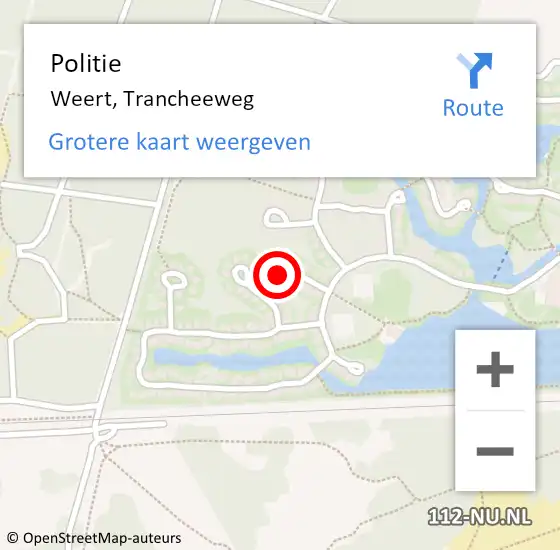 Locatie op kaart van de 112 melding: Politie Weert, Trancheeweg op 23 juni 2023 05:47