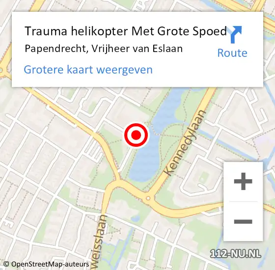 Locatie op kaart van de 112 melding: Trauma helikopter Met Grote Spoed Naar Papendrecht, Vrijheer van Eslaan op 23 juni 2023 06:44