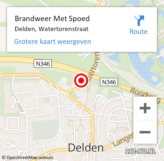 Locatie op kaart van de 112 melding: Brandweer Met Spoed Naar Delden, Watertorenstraat op 23 juni 2023 06:44