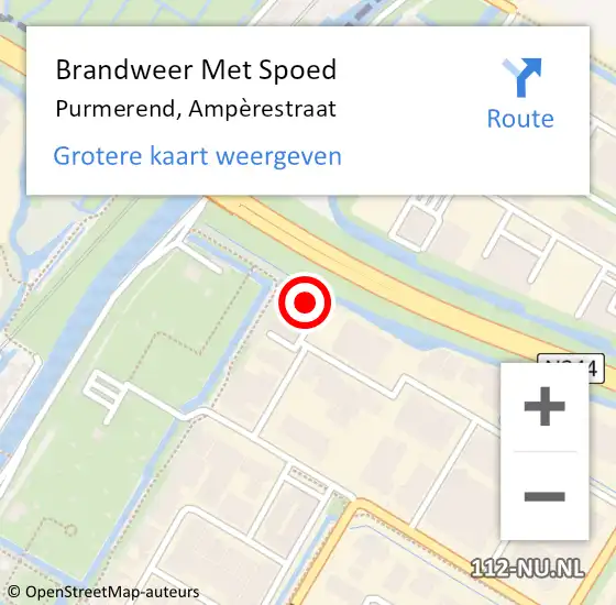 Locatie op kaart van de 112 melding: Brandweer Met Spoed Naar Purmerend, Ampèrestraat op 23 juni 2023 06:49