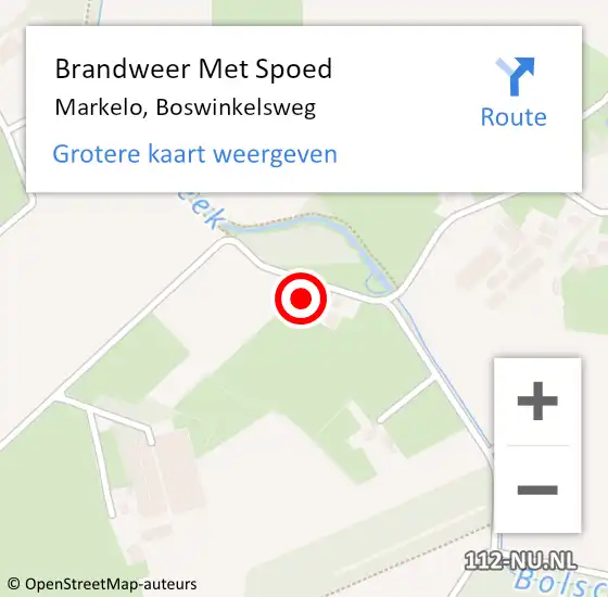 Locatie op kaart van de 112 melding: Brandweer Met Spoed Naar Markelo, Boswinkelsweg op 23 juni 2023 07:22