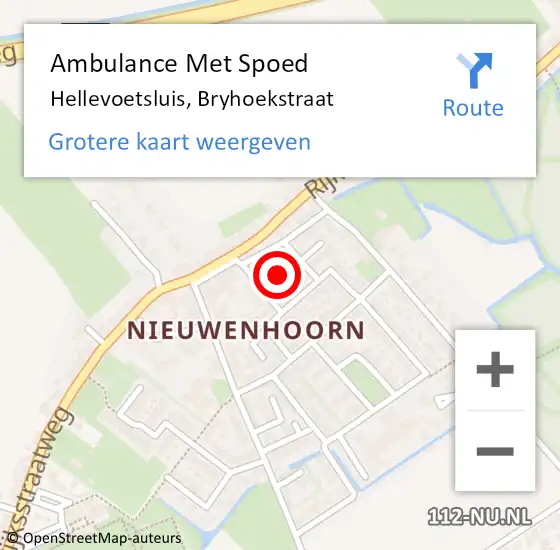 Locatie op kaart van de 112 melding: Ambulance Met Spoed Naar Hellevoetsluis, Bryhoekstraat op 23 juni 2023 07:45