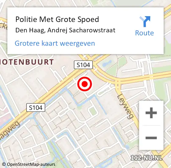 Locatie op kaart van de 112 melding: Politie Met Grote Spoed Naar Den Haag, Andrej Sacharowstraat op 23 juni 2023 07:48