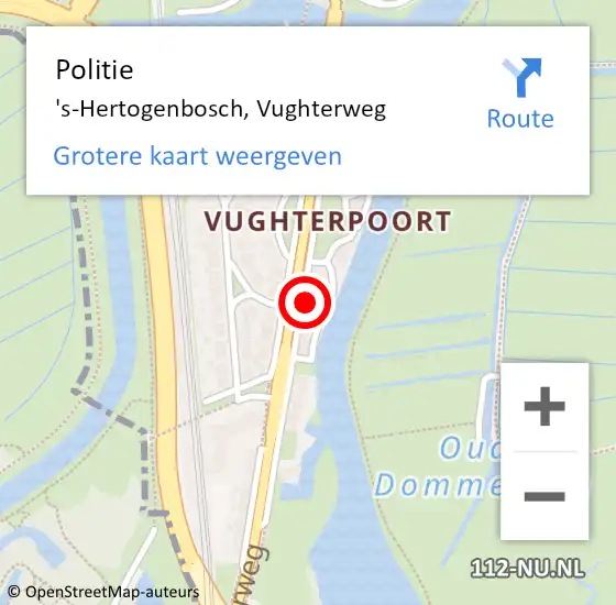 Locatie op kaart van de 112 melding: Politie 's-Hertogenbosch, Vughterweg op 23 juni 2023 08:36