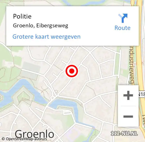 Locatie op kaart van de 112 melding: Politie Groenlo, Eibergseweg op 23 juni 2023 08:46