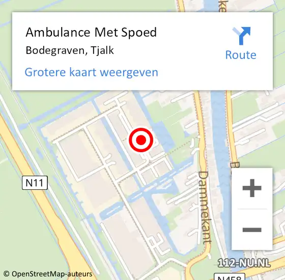 Locatie op kaart van de 112 melding: Ambulance Met Spoed Naar Bodegraven, Tjalk op 23 juni 2023 09:24