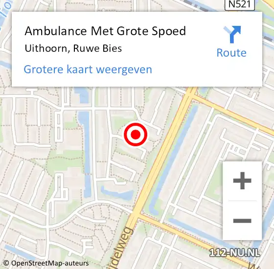 Locatie op kaart van de 112 melding: Ambulance Met Grote Spoed Naar Uithoorn, Ruwe Bies op 23 juni 2023 09:25