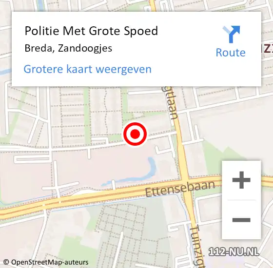 Locatie op kaart van de 112 melding: Politie Met Grote Spoed Naar Breda, Zandoogjes op 23 juni 2023 09:50