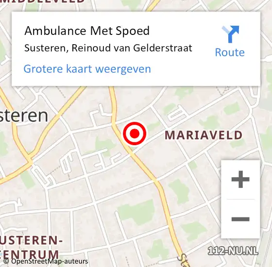 Locatie op kaart van de 112 melding: Ambulance Met Spoed Naar Susteren, Reinoud van Gelderstraat op 23 juni 2023 09:52