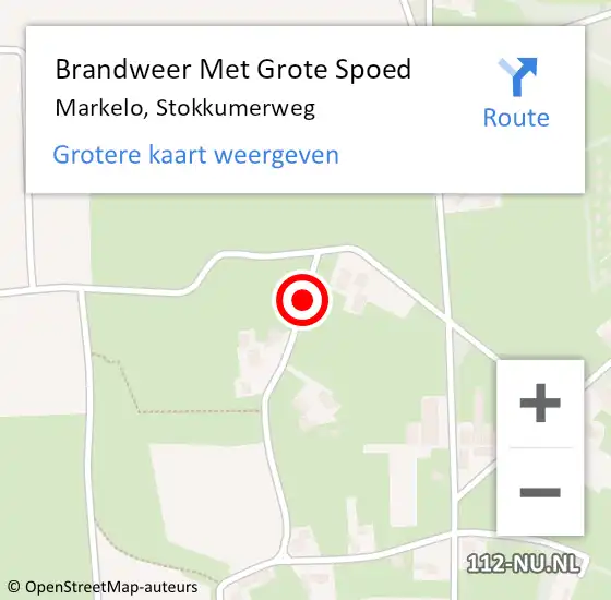 Locatie op kaart van de 112 melding: Brandweer Met Grote Spoed Naar Markelo, Stokkumerweg op 23 juni 2023 10:02