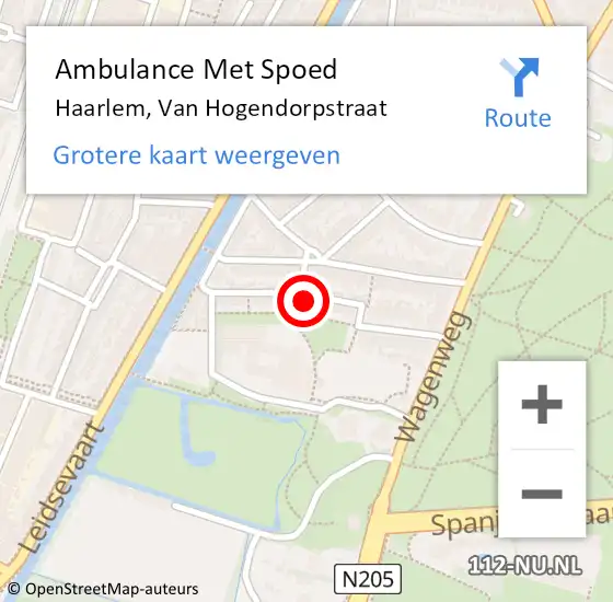 Locatie op kaart van de 112 melding: Ambulance Met Spoed Naar Haarlem, Van Hogendorpstraat op 23 juni 2023 10:03