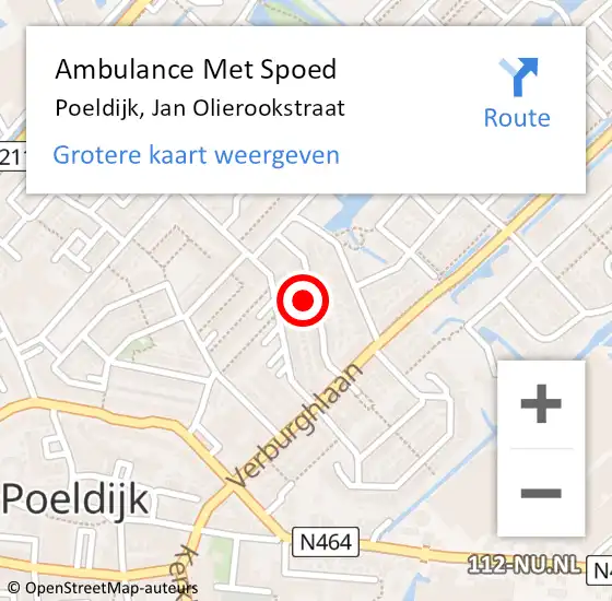 Locatie op kaart van de 112 melding: Ambulance Met Spoed Naar Poeldijk, Jan Olierookstraat op 23 juni 2023 10:21