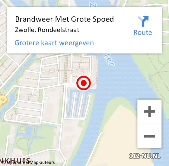 Locatie op kaart van de 112 melding: Brandweer Met Grote Spoed Naar Zwolle, Rondeelstraat op 23 juni 2023 10:37