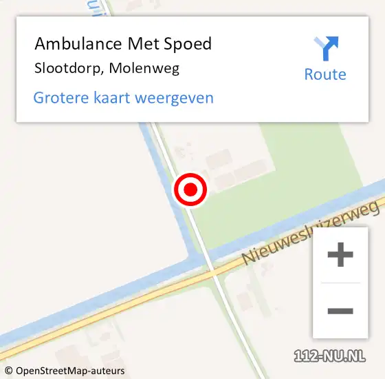 Locatie op kaart van de 112 melding: Ambulance Met Spoed Naar Slootdorp, Molenweg op 23 juni 2023 10:44