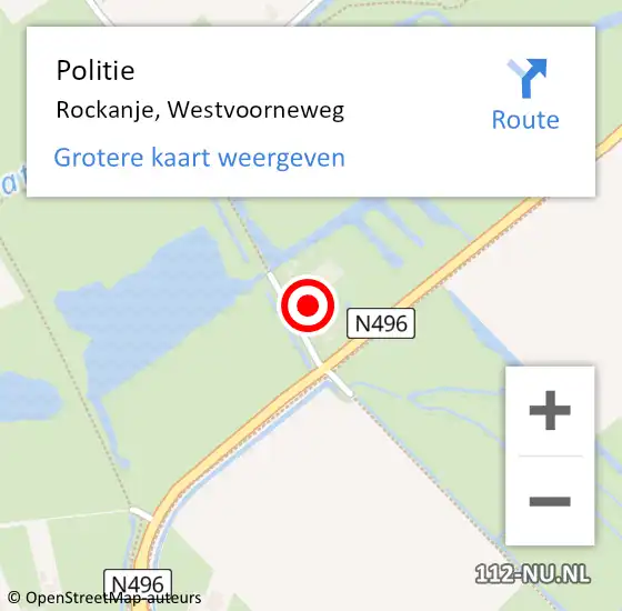 Locatie op kaart van de 112 melding: Politie Rockanje, Westvoorneweg op 23 juni 2023 10:56