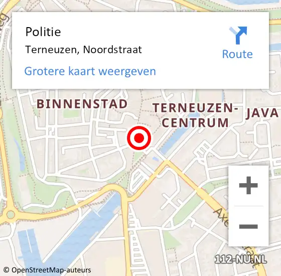 Locatie op kaart van de 112 melding: Politie Terneuzen, Noordstraat op 23 juni 2023 11:09