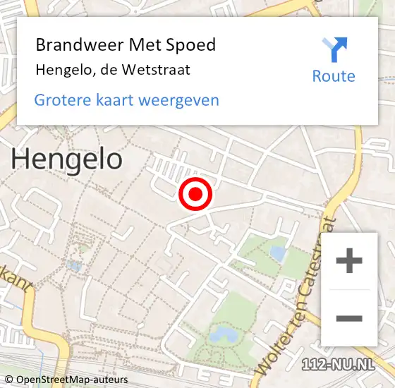 Locatie op kaart van de 112 melding: Brandweer Met Spoed Naar Hengelo, de Wetstraat op 23 juni 2023 11:10