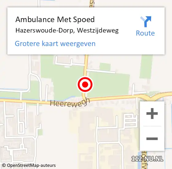 Locatie op kaart van de 112 melding: Ambulance Met Spoed Naar Hazerswoude-Dorp, Westzijdeweg op 23 juni 2023 11:14