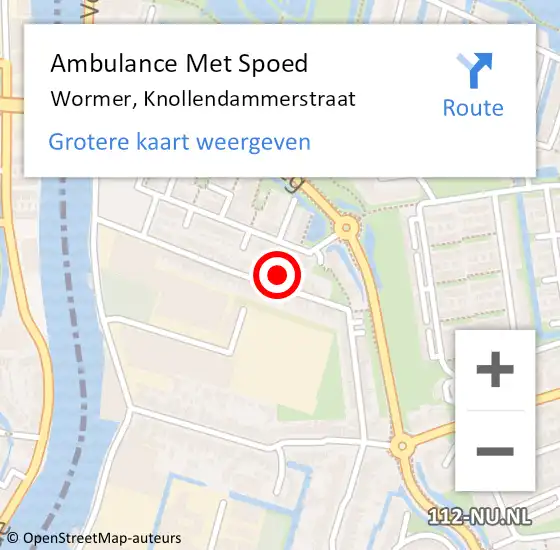 Locatie op kaart van de 112 melding: Ambulance Met Spoed Naar Wormer, Knollendammerstraat op 23 juni 2023 11:16