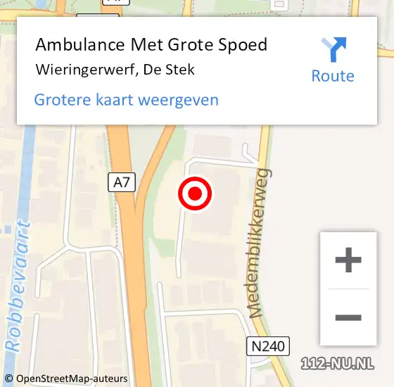 Locatie op kaart van de 112 melding: Ambulance Met Grote Spoed Naar Wieringerwerf, De Stek op 23 juni 2023 11:38