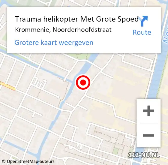 Locatie op kaart van de 112 melding: Trauma helikopter Met Grote Spoed Naar Krommenie, Noorderhoofdstraat op 23 juni 2023 11:44