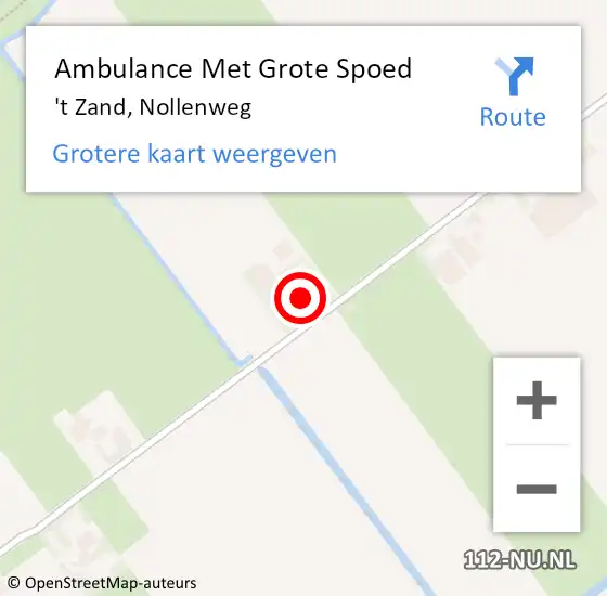 Locatie op kaart van de 112 melding: Ambulance Met Grote Spoed Naar 't Zand, Nollenweg op 23 juni 2023 11:47