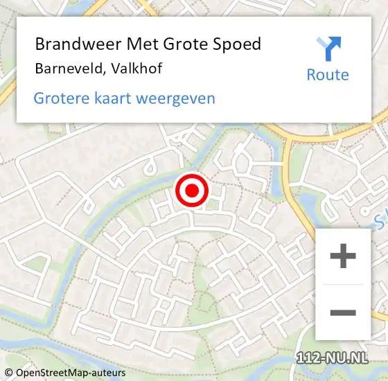 Locatie op kaart van de 112 melding: Brandweer Met Grote Spoed Naar Barneveld, Valkhof op 23 juni 2023 12:01