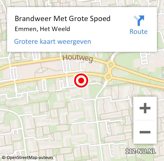 Locatie op kaart van de 112 melding: Brandweer Met Grote Spoed Naar Emmen, Het Weeld op 23 juni 2023 12:32