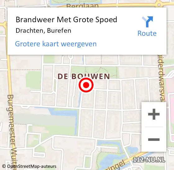 Locatie op kaart van de 112 melding: Brandweer Met Grote Spoed Naar Drachten, Burefen op 23 juni 2023 12:33