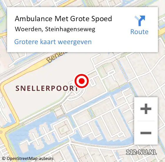 Locatie op kaart van de 112 melding: Ambulance Met Grote Spoed Naar Woerden, Steinhagenseweg op 23 juni 2023 12:51