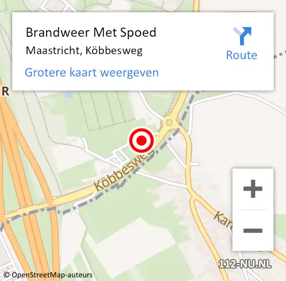 Locatie op kaart van de 112 melding: Brandweer Met Spoed Naar Maastricht, Köbbesweg op 23 juni 2023 12:53