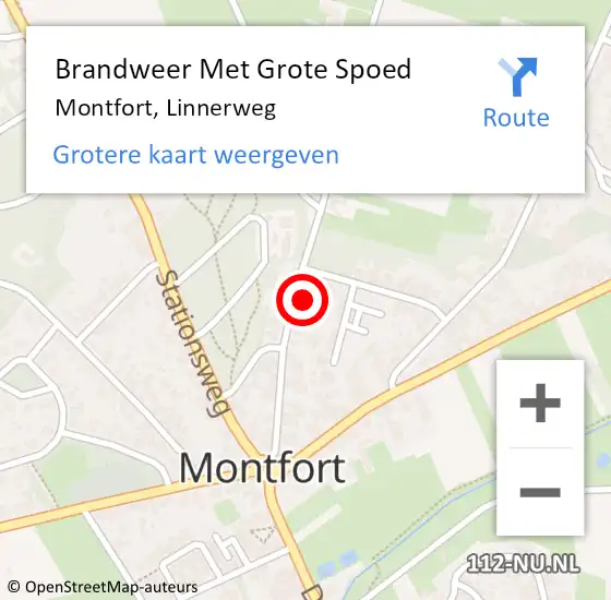 Locatie op kaart van de 112 melding: Brandweer Met Grote Spoed Naar Montfort, Linnerweg op 23 juni 2023 12:59