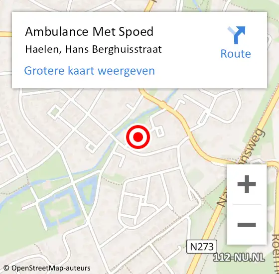 Locatie op kaart van de 112 melding: Ambulance Met Spoed Naar Haelen, Hans Berghuisstraat op 23 juni 2023 13:05