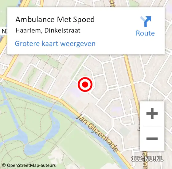 Locatie op kaart van de 112 melding: Ambulance Met Spoed Naar Haarlem, Dinkelstraat op 23 juni 2023 13:11