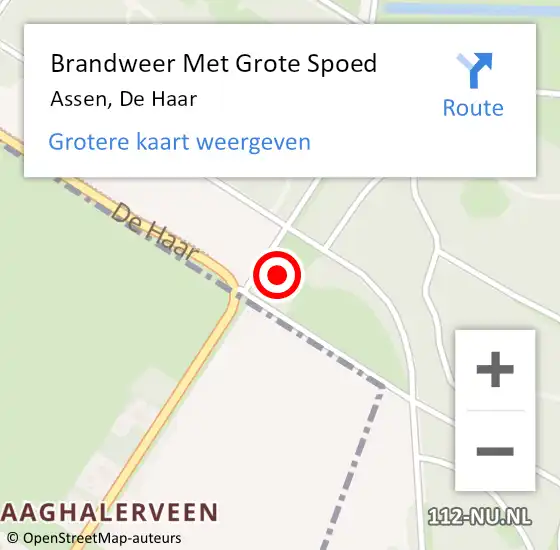 Locatie op kaart van de 112 melding: Brandweer Met Grote Spoed Naar Assen, De Haar op 23 juni 2023 13:14