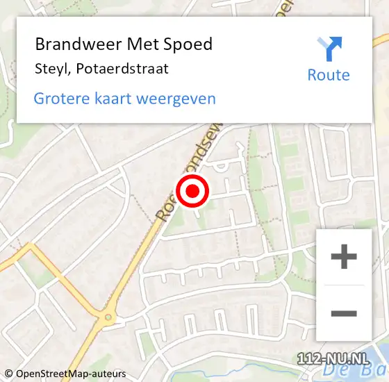 Locatie op kaart van de 112 melding: Brandweer Met Spoed Naar Steyl, Potaerdstraat op 23 juni 2023 13:22