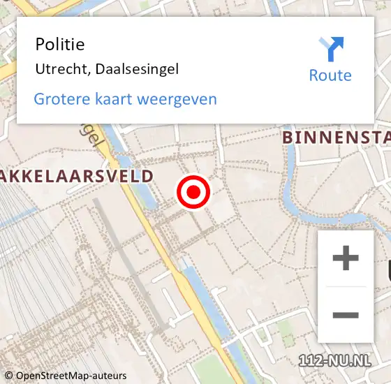 Locatie op kaart van de 112 melding: Politie Utrecht, Daalsesingel op 23 juni 2023 13:23