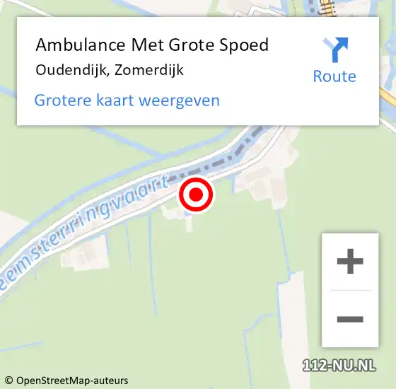 Locatie op kaart van de 112 melding: Ambulance Met Grote Spoed Naar Oudendijk, Zomerdijk op 23 juni 2023 13:31