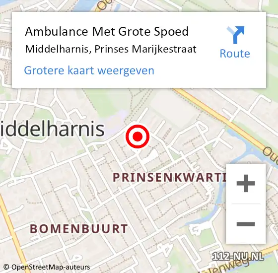 Locatie op kaart van de 112 melding: Ambulance Met Grote Spoed Naar Middelharnis, Prinses Marijkestraat op 23 juni 2023 13:52