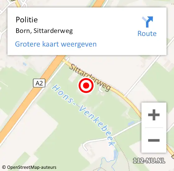 Locatie op kaart van de 112 melding: Politie Born, Sittarderweg op 23 juni 2023 14:03