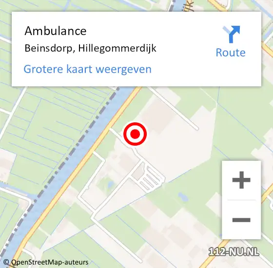 Locatie op kaart van de 112 melding: Ambulance Beinsdorp, Hillegommerdijk op 23 juni 2023 14:37