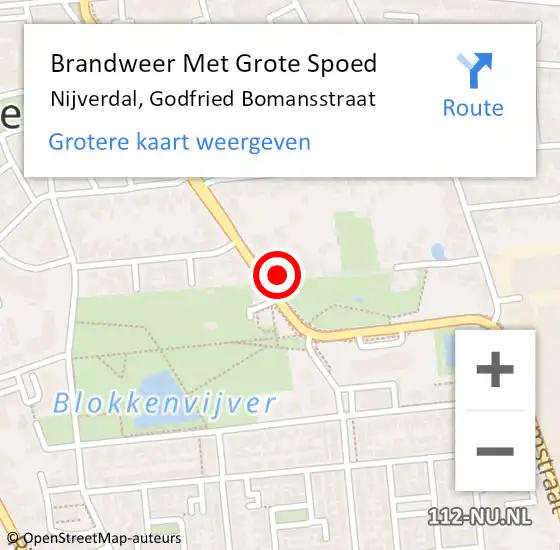 Locatie op kaart van de 112 melding: Brandweer Met Grote Spoed Naar Nijverdal, Godfried Bomansstraat op 23 juni 2023 14:44