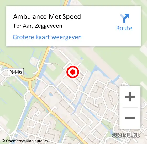 Locatie op kaart van de 112 melding: Ambulance Met Spoed Naar Ter Aar, Zeggeveen op 23 juni 2023 14:54