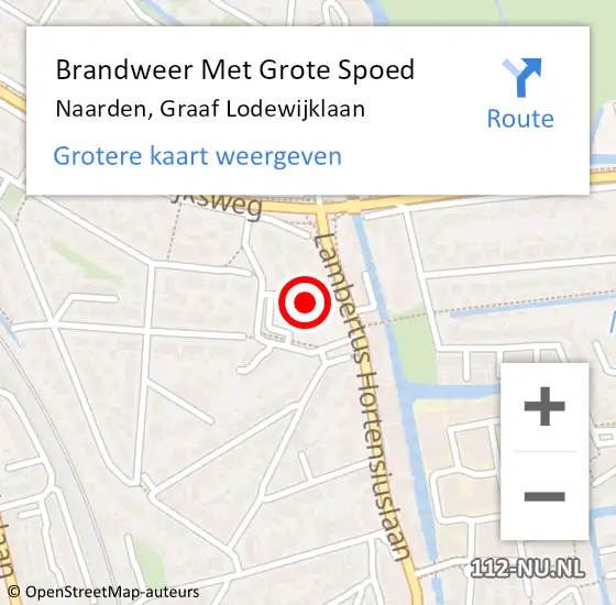 Locatie op kaart van de 112 melding: Brandweer Met Grote Spoed Naar Naarden, Graaf Lodewijklaan op 23 juni 2023 15:30