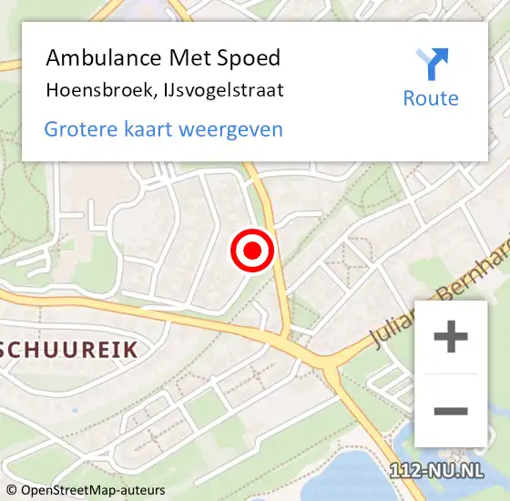 Locatie op kaart van de 112 melding: Ambulance Met Spoed Naar Hoensbroek, IJsvogelstraat op 30 augustus 2014 02:22