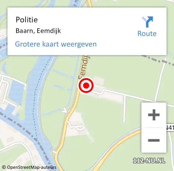 Locatie op kaart van de 112 melding: Politie Baarn, Eemdijk op 23 juni 2023 15:34